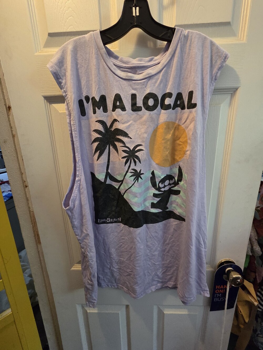I'm A Local Stutch Lavender Graphic Muscle Tee - Women's Top